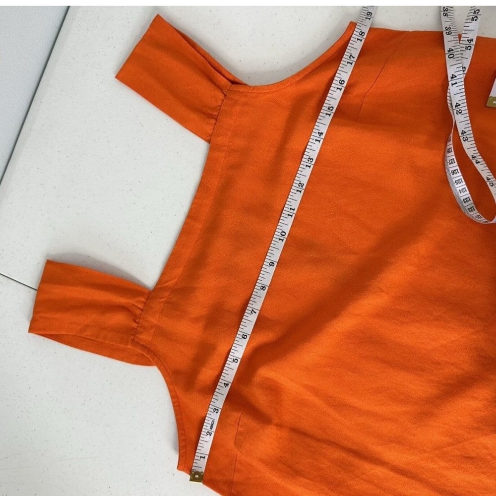 Loft Orange Sleeveless Ruffle Hem Shift Linen Blend Dress Petite Sz S NWT